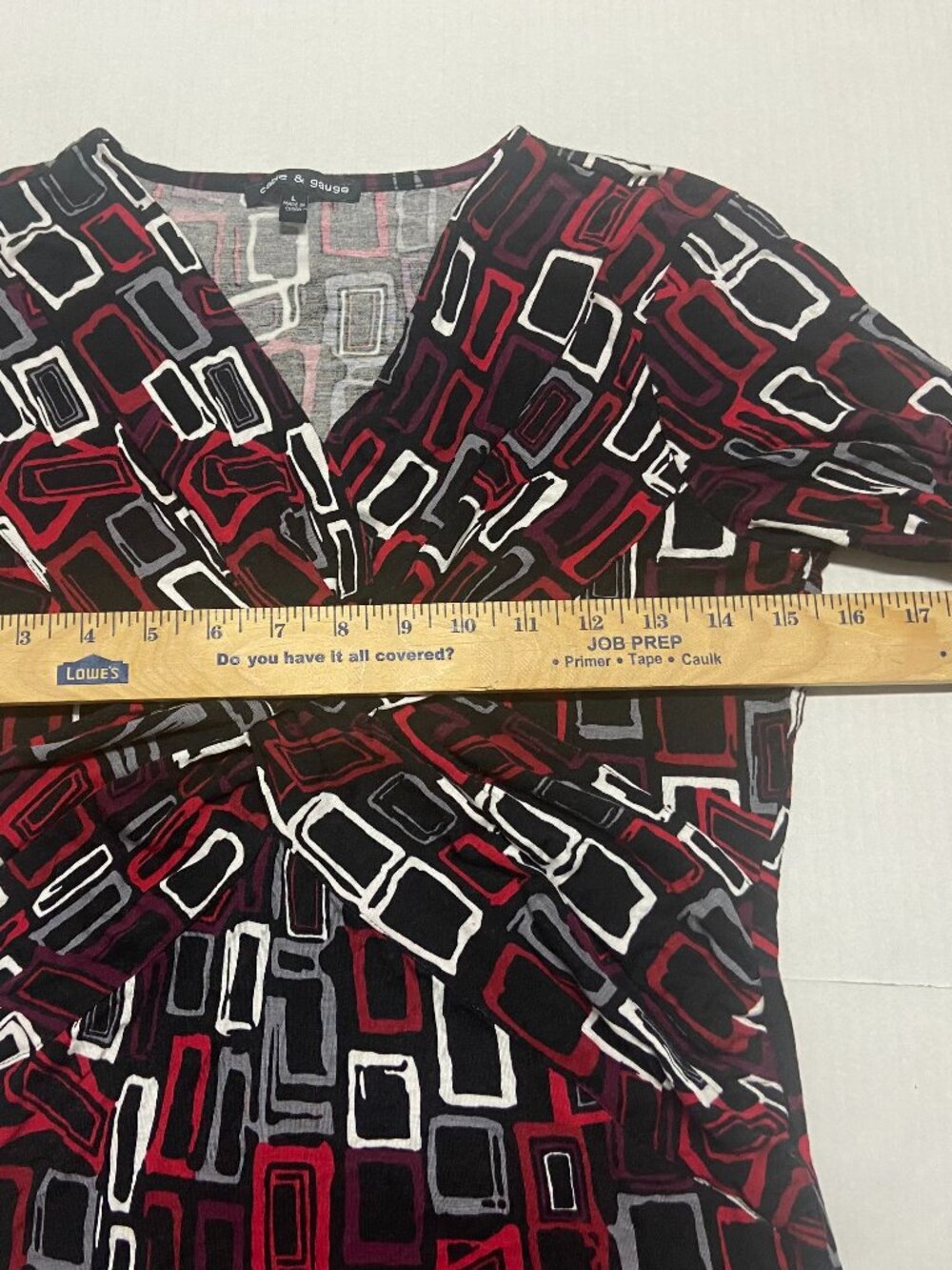 Cable & Gauge Women's Top Multicolor 3/4 Sleeve V-Neck Knot Front Blouse Size L - Picture 3 of 8